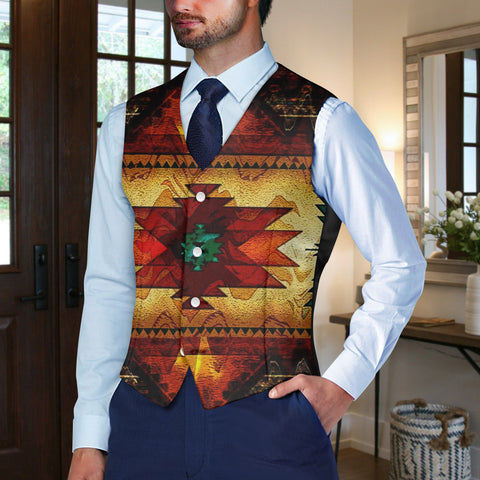 GB-NAT00068 Native American Suit Vest Jacket Print One Side Front