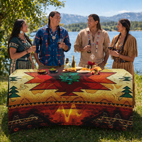 GB-NAT00068 Pattern Native American Elastic Table Cover