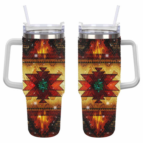 GB-NAT00068 United Tribes Brown Rhinestone Diamond 40oz Tumbler