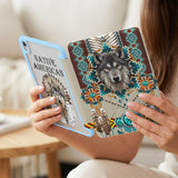 GB-NAT00069B Mandala Wolf Native American Y-fold Tablet Cases