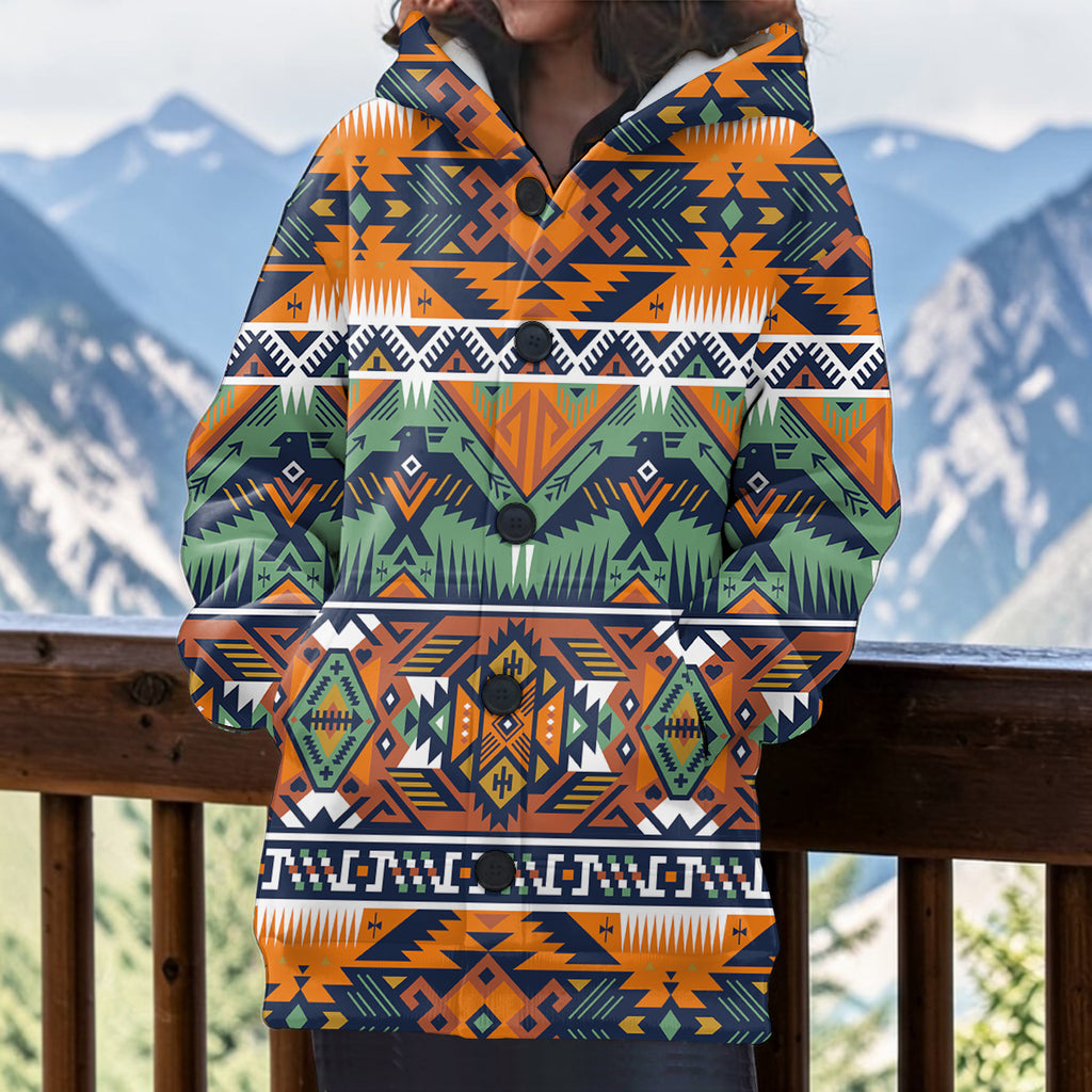 GB-NAT00071-03 Native American Women Knitted Hooded Jacket