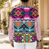 GB-NAT00071 Thunderbird Native American Women Sequin Sleeve Sweatshirt