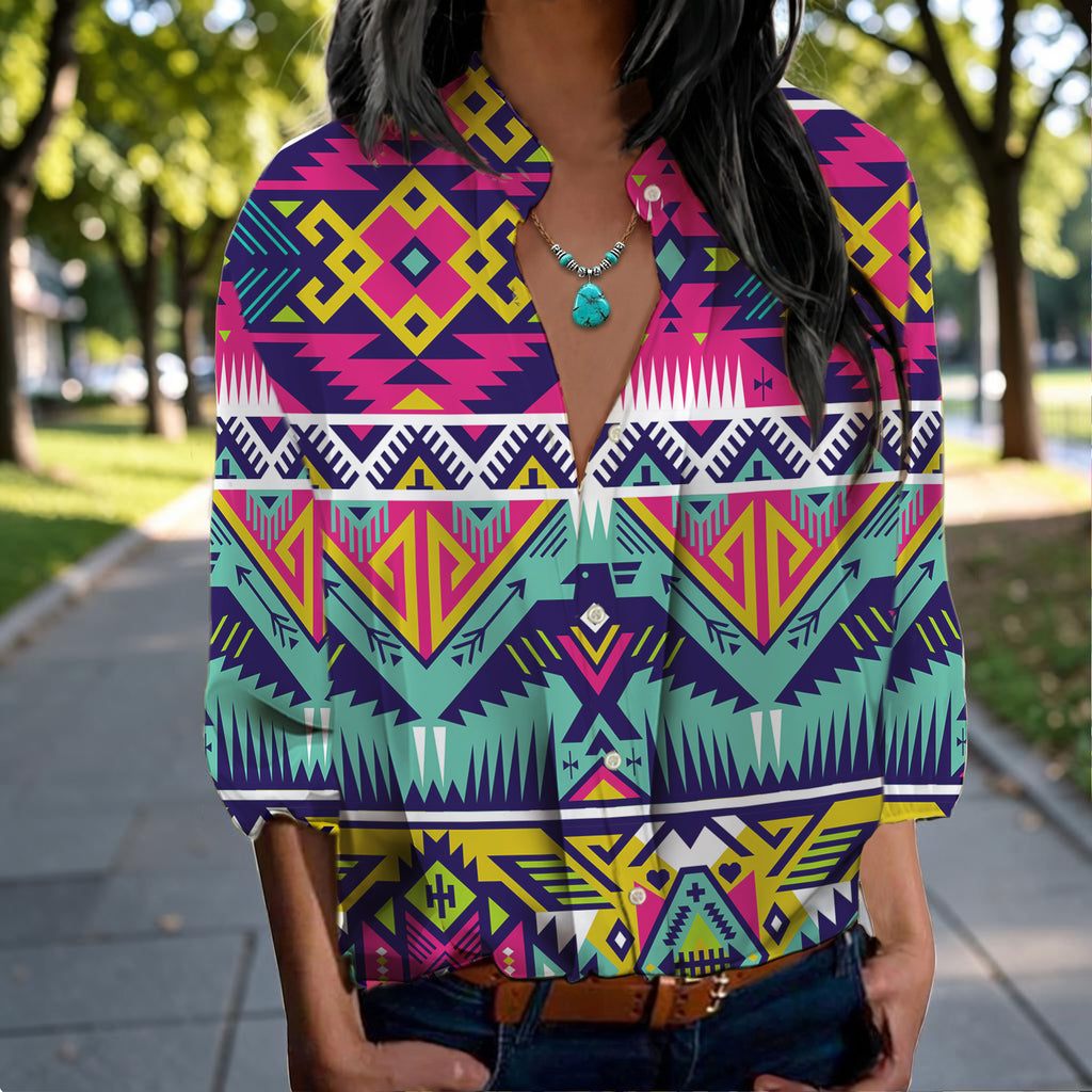 GB-NAT00071 Thunderbird Native American Women's Long-Sleeved Shirt