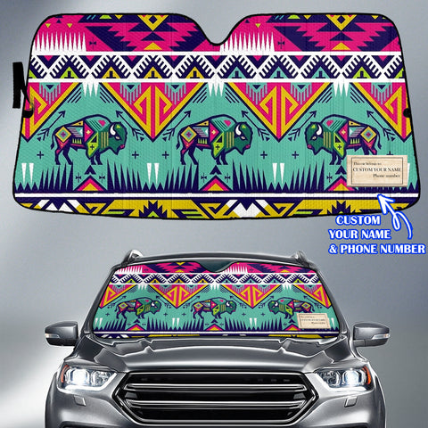 GB-NAT00071v2 Bison Custom Name Native American Auto Sun Shade