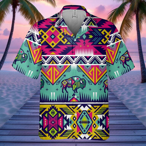 GB-NAT00071v2 Bison Native American Hawaiian Shirt 3D