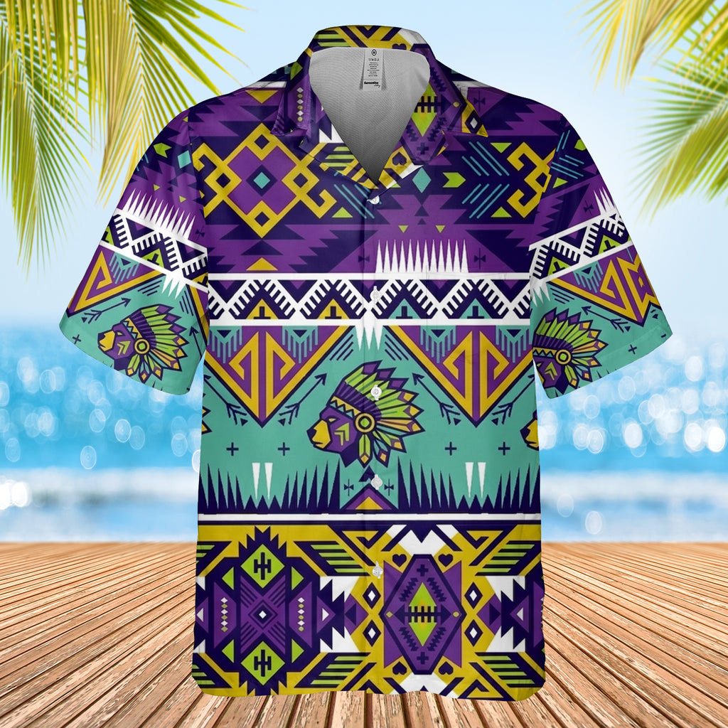 GB-NAT00071v3 Bear Chief Native American Hawaiian Shirt 3D