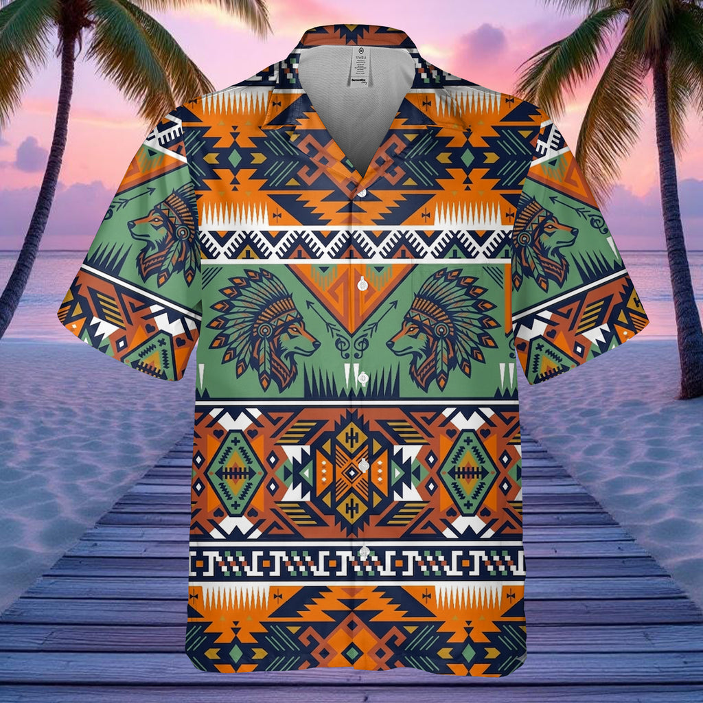 GB-NAT00071v4 Wolf Chief Native American Hawaiian Shirt 3D