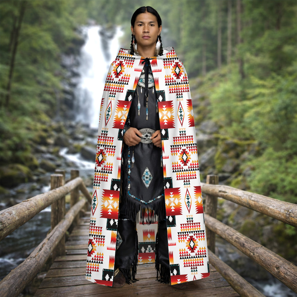 GB-NAT00075 Native American AOP Unisex Hooded Cloak for Kids and Adults
