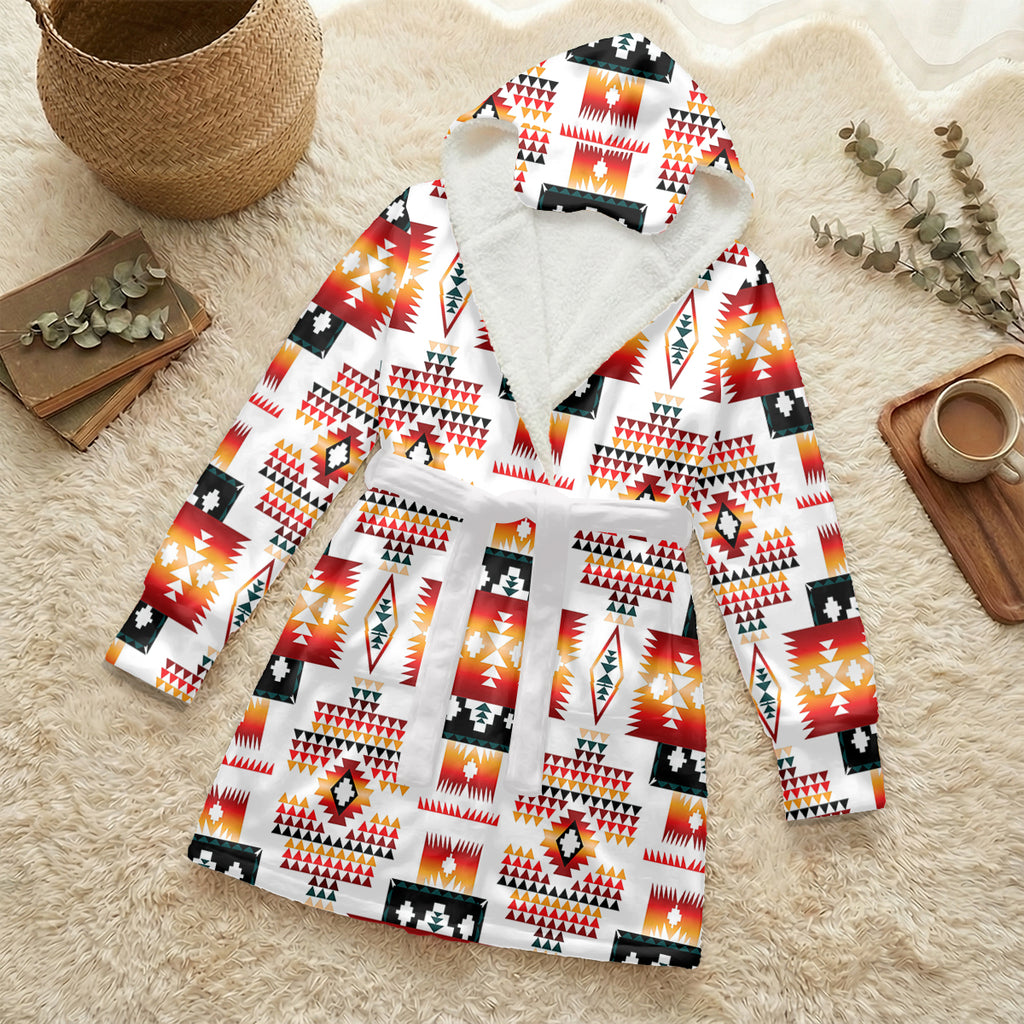GB-NAT00075 Native American Unisex Flannel Hooded Robe With Eye Mask
