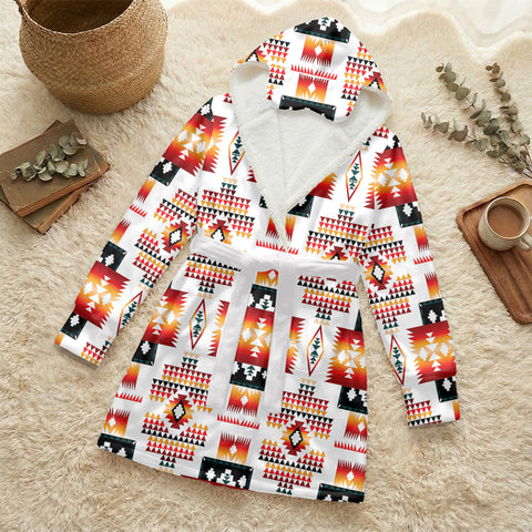 GB-NAT00075 Native American Unisex Flannel Hooded Robe With Eye Mask