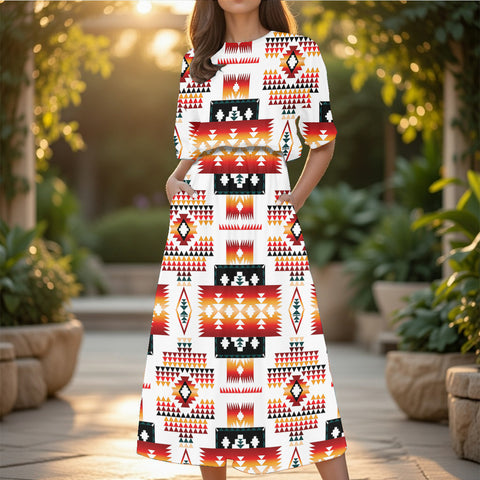 GB-NAT00075 Native American Women's Elastic Waist Dress
