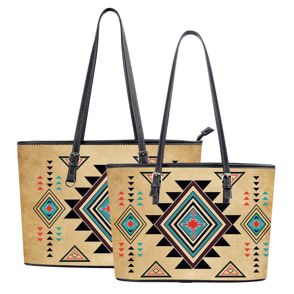 GB-NAT00076 Geometric Southwest Native American Leather Handbag