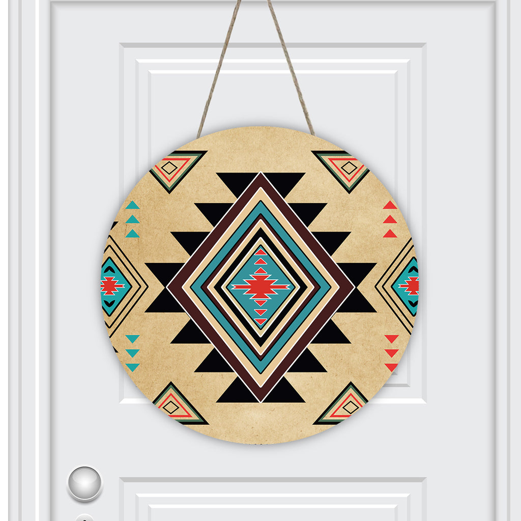 GB-NAT00076 Native American Round House Number Door Hanger