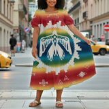 GB-NAT00077 Native American Puff Sleeve Straight Skirt