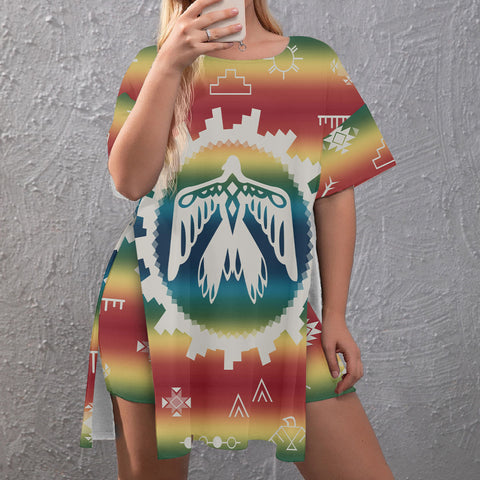 GB-NAT00077 Native American Side Split Top and Shorts Set - Plus Size