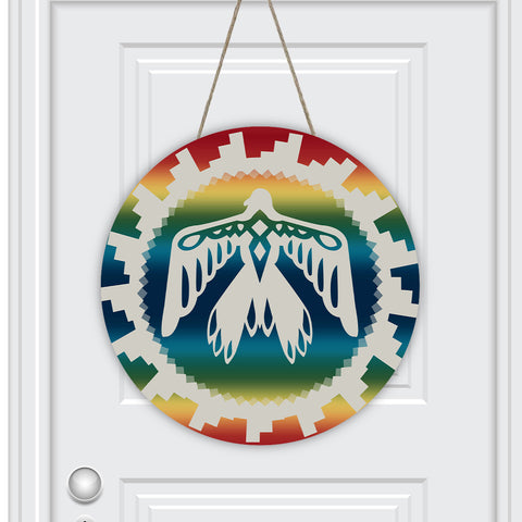 GB-NAT00077 Thunder Bird Native American Round House Number Door Hanger