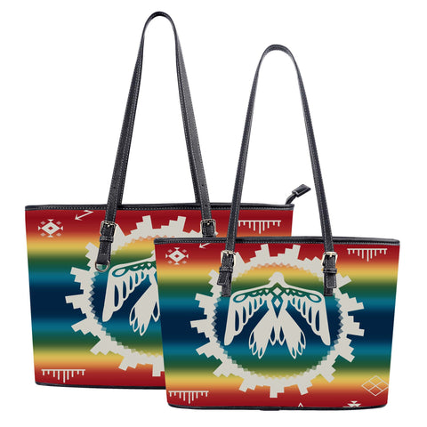 GB-NAT00077 Thunderbird Rainbow Native American Leather Handbag