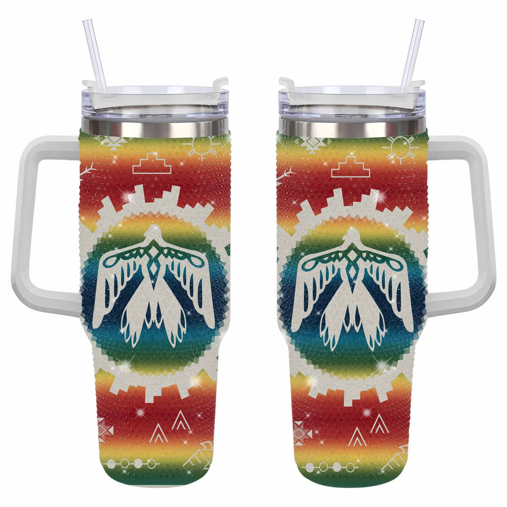 GB-NAT00077 Thunderbird Rainbow Rhinestone Diamond 40oz Tumbler