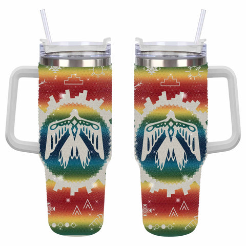 GB-NAT00077 Thunderbird Rainbow Rhinestone Diamond 40oz Tumbler