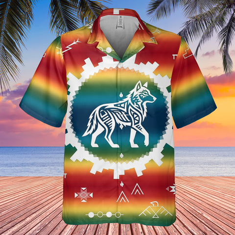GB-NAT00077v2 Wolf Native American Hawaiian Shirt 3D