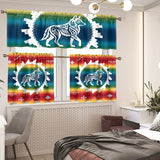 GB-NAT00077v2 Wolf Rainbow Native American Curtain Valance and Kitchen Tiers Set