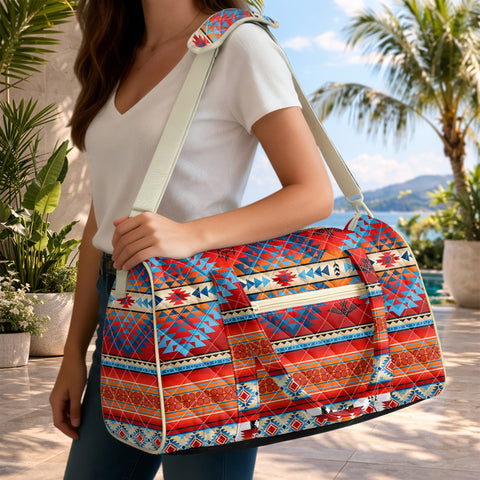 GB-NAT00087-01 Native American Quilted Travel Bag with Adjustable Strap