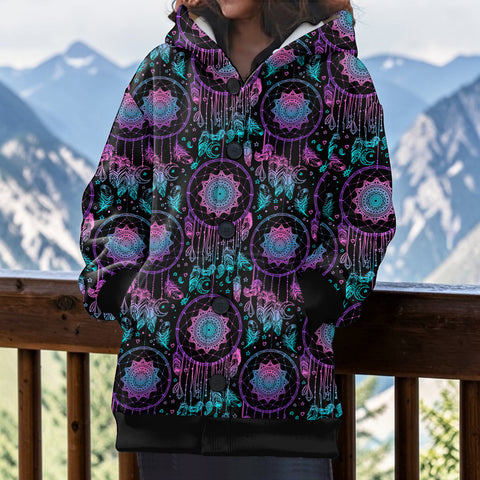 GB-NAT00088 Dreamcatcher Native American Women Knitted Hooded Jacket