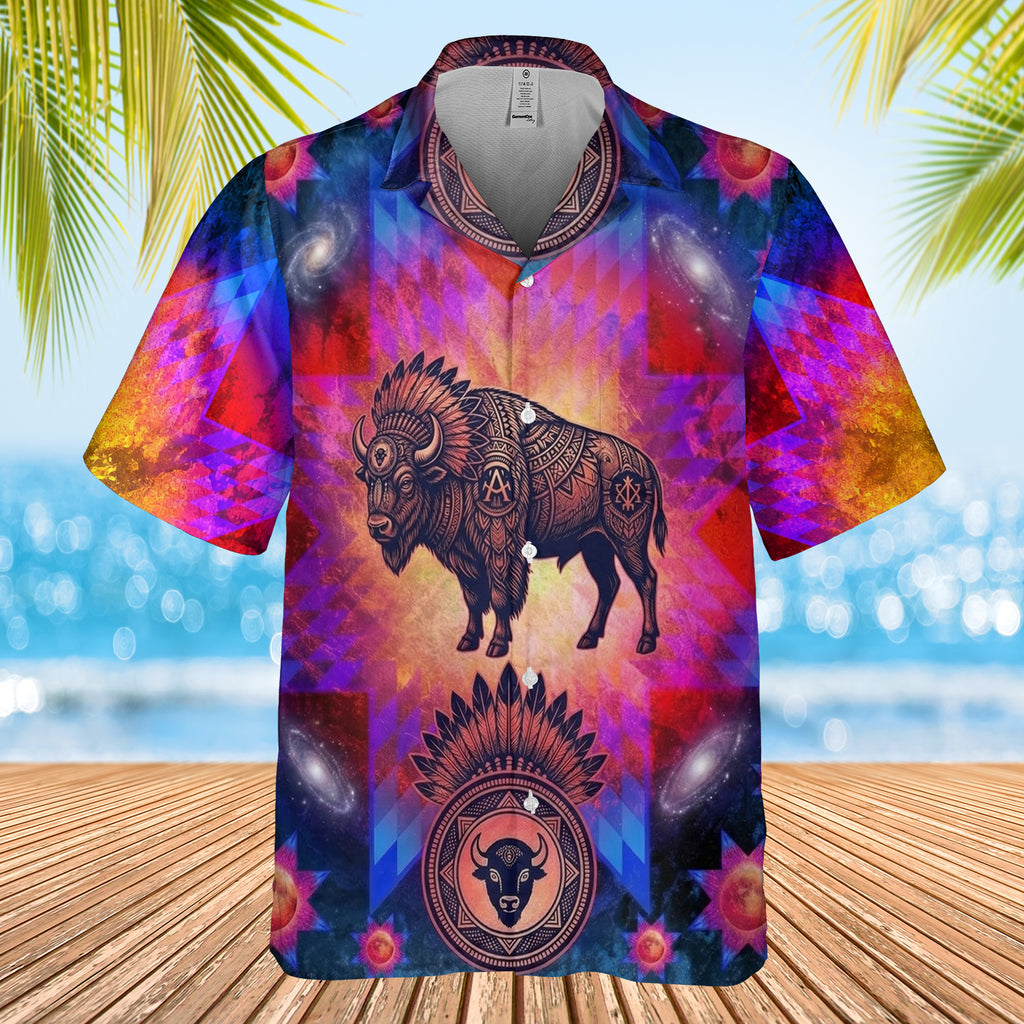 GB-NAT00097v5 Bison Native American Hawaiian Shirt 3D
