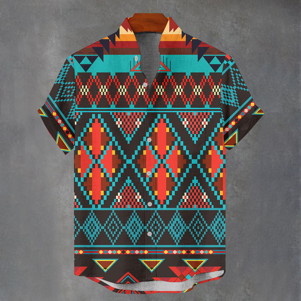 GB-NAT00112 Native American Men Stand Collar Shirt