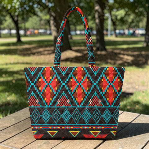 GB-NAT00112 Native American Quilted Shoulder Tote Bag