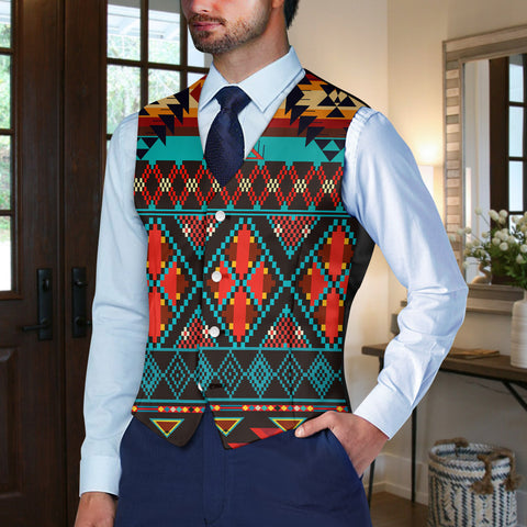 GB-NAT00112 Native American Suit Vest Jacket Print One Side Front