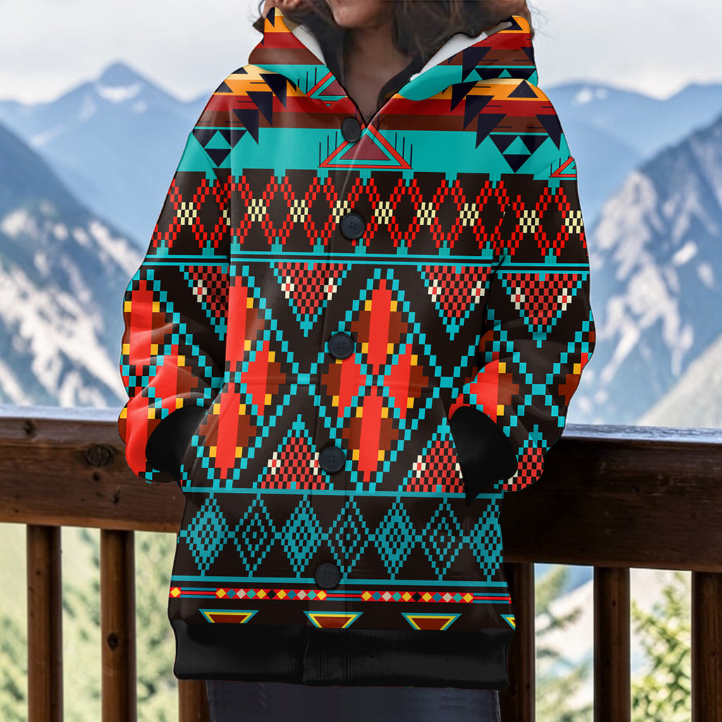 GB-NAT00112 Native American Women Knitted Hooded Jacket