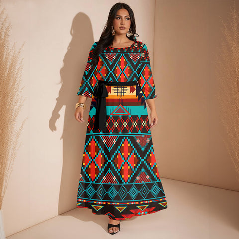 GB-NAT00112 Native American Women Maxi Dress Plus Size