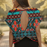 GB-NAT00112 Native American Women Open-Back Crossover Workout Tee