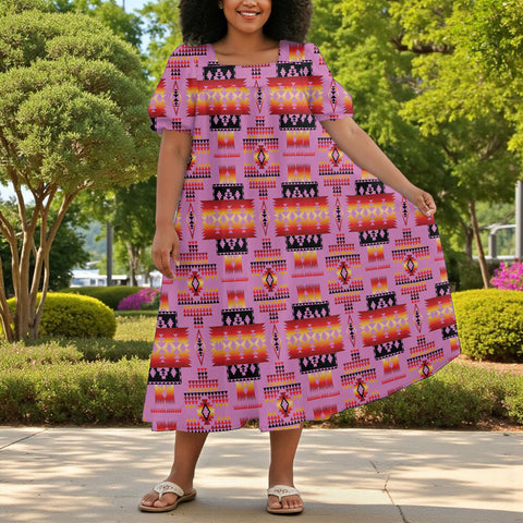GB-NAT00124 Native American Puff Sleeve Straight Skirt