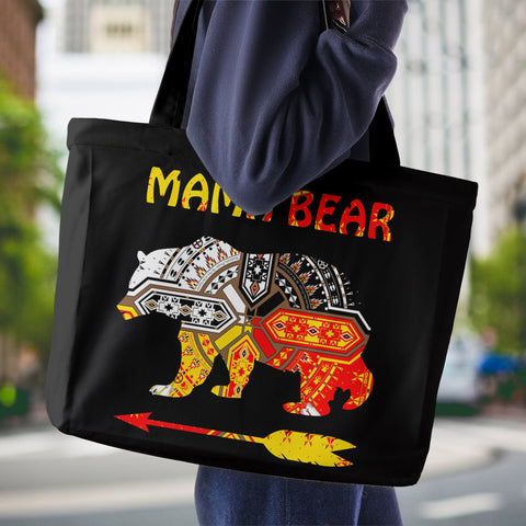 GB-NAT00125 Mama Bear Native American All-over Print Large Tote Bag