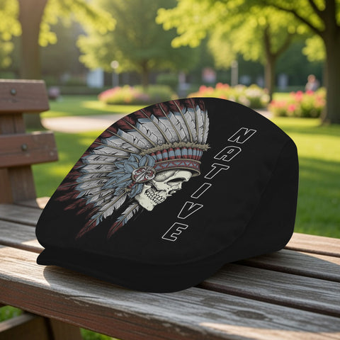 GB-NAT00129 Chief Skull Native American Jeff Cap