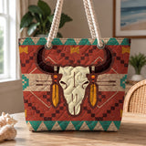 GB-NAT00135 Bison Native American Quilted Beach Bag