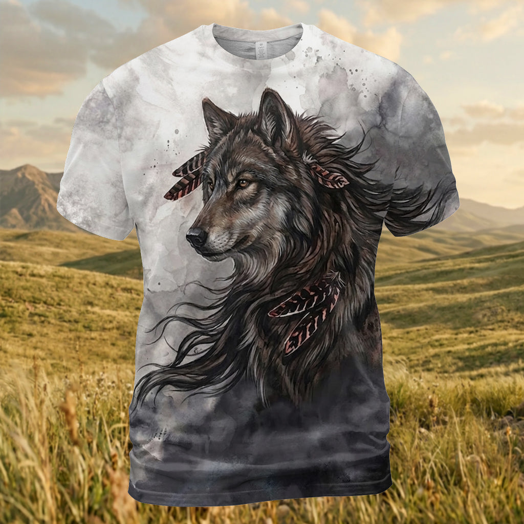 GB-NAT00143v2 Wolf Native American 3D T-shirt