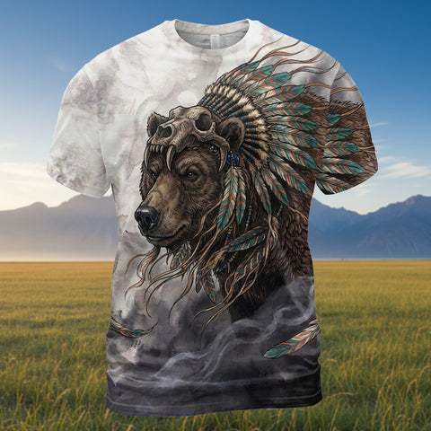 GB-NAT00143v3 Bear Native American 3D T-shirt