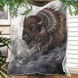 GB-NAT00143v5 Bison Native American Fleece Blanket
