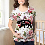 GB-NAT00195 Mama Bear Floral Native American Maternity T-shirt