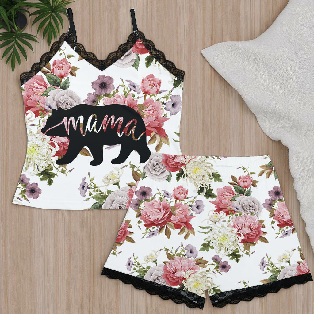 GB-NAT00195 Native American Women Cami Home Suit With Lace Edge