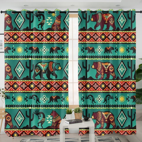 GB-NAT00231-02v2 Bear Kokopelli Native American Living Room Curtain