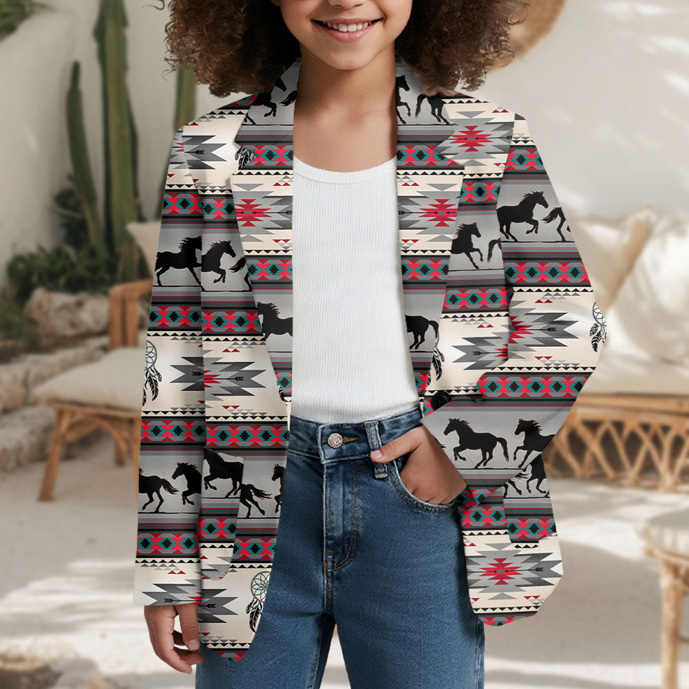GB-NAT00245-01 Running Horses Pattern Native American Girls Suits