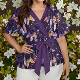 GB-NAT00256 Dreamcatcher Native American Women Wrap Blouse