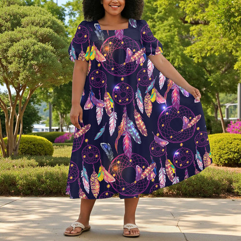 GB-NAT00256 Native American Puff Sleeve Straight Skirt