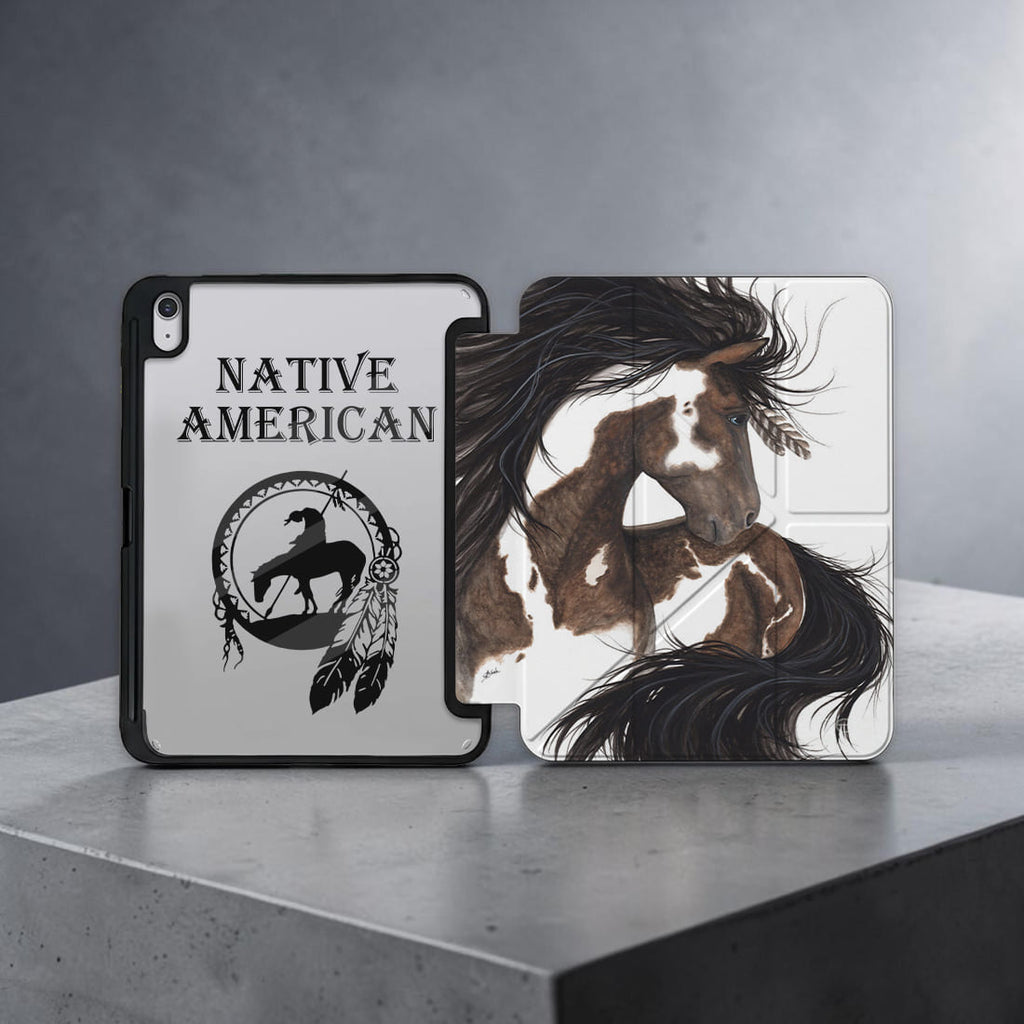 GB-NAT00273 Horse Native American Y-fold Tablet Cases