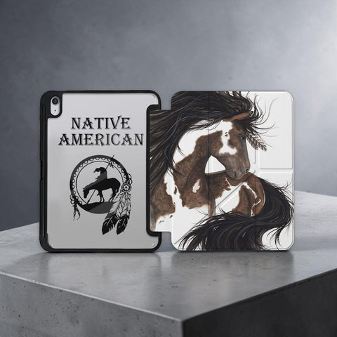 GB-NAT00273 Horse Native American Y-fold Tablet Cases