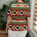 GB-NAT00274-01 Bear Native American Women Wrap Blouse